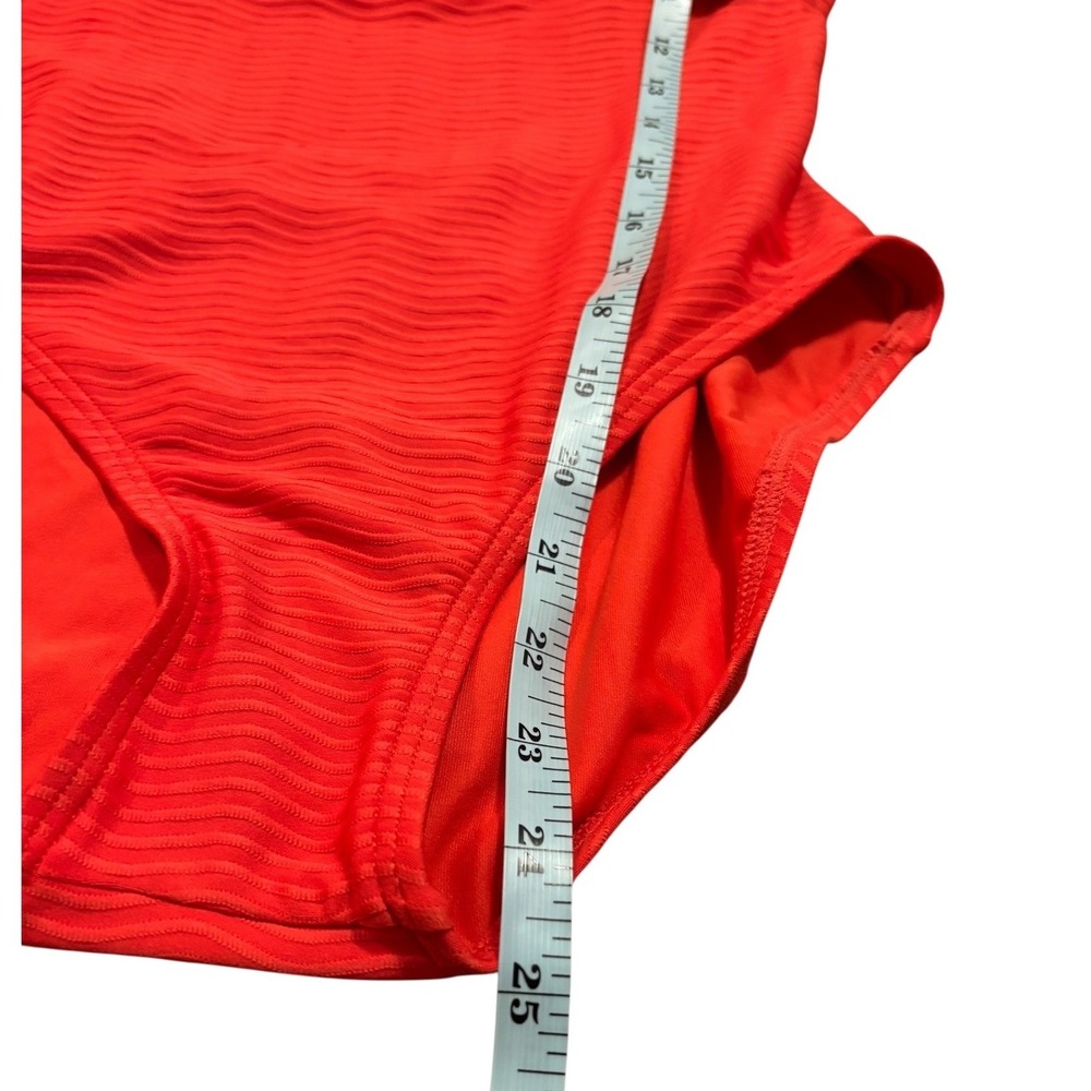 Carmen Marc Valvo One‎ Shoulder Swimsuit Textured Papaya Orange Size 8 NWT - Picture 7 of 9